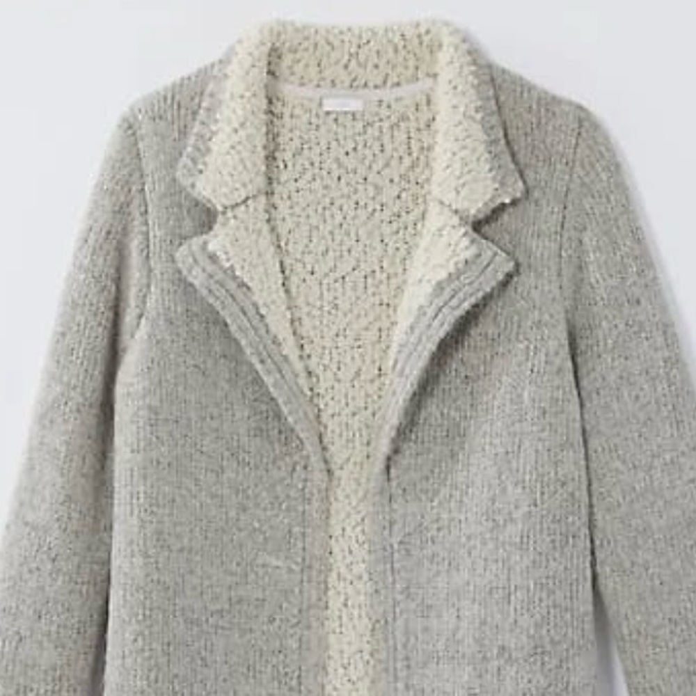 J. Jill • Two Toned Cardi • Gray Heather Cream